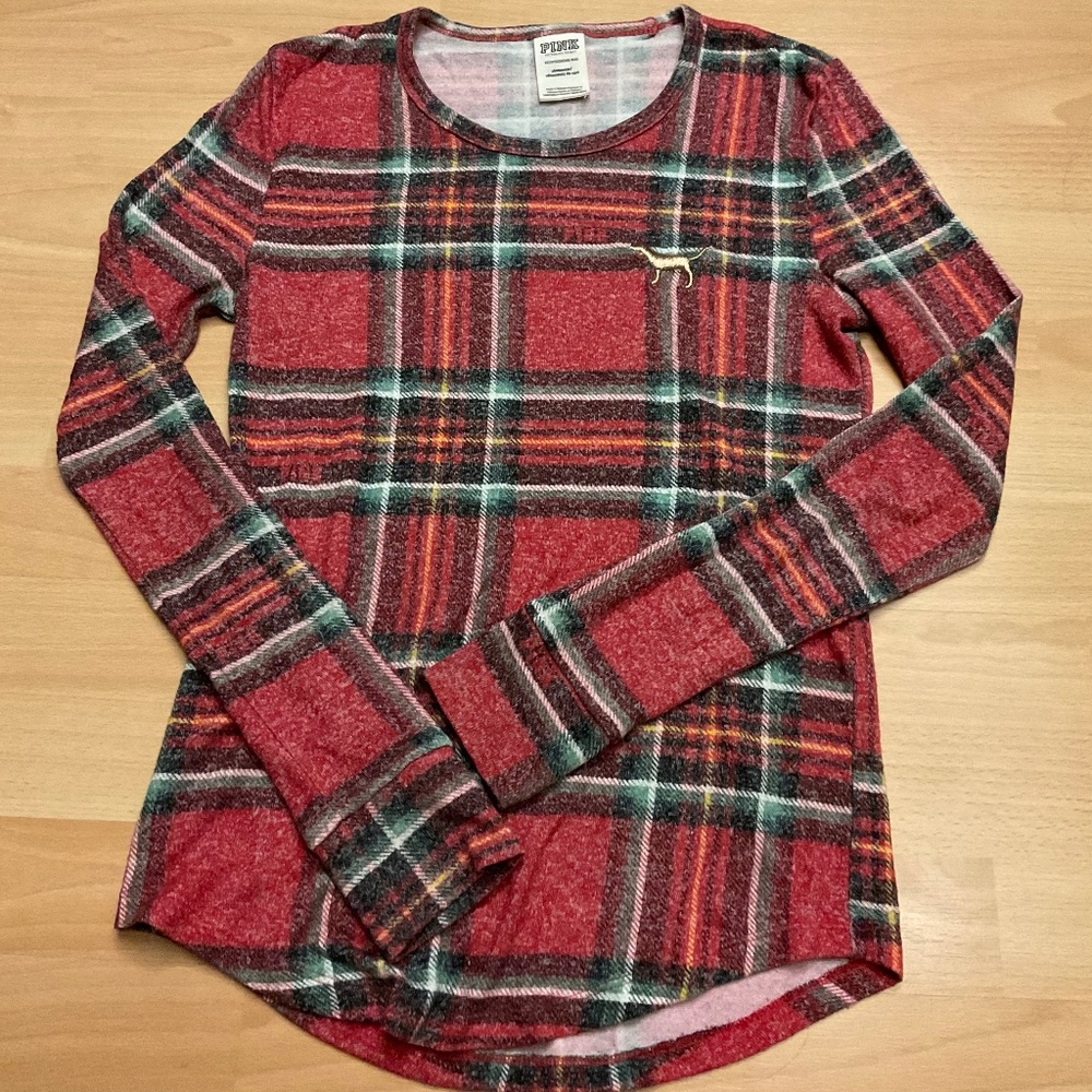 PINK Victoria’s Secret Cozy Long Sleeve Sleep Shirt- xs